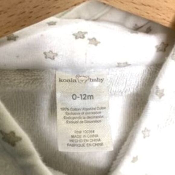 Koala Baby White Embroidered Bear Terry Cloth Hooded Star Bath Robe 0-12M - Picture 7 of 9